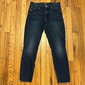 MOTHER High Waisted The Looker Frayed Ankle Jeans, 27